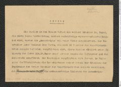 Seite 1, Verpflichtungserklärung, Beilage 7 zum Verzeichnis "Grabungs Aufzeichnungen von Direktor Dr. Josef Bayer (Blaue Bücheln)" (NHMW-PRAE-BBB-Verzeichnis-Beilage-07)
